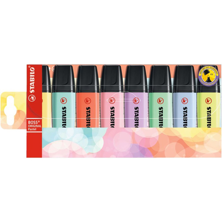 Stabilo Highlighter Boss Original Pastel Pack Of 8 - Assorted Colours