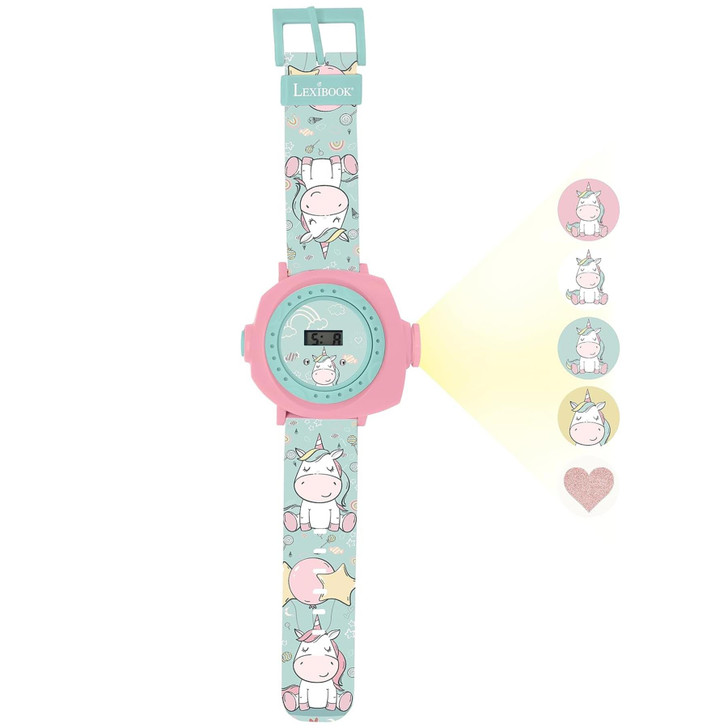 Lexibook DMW050UNI Unicorn Children's Projection Watch with 20 Images
