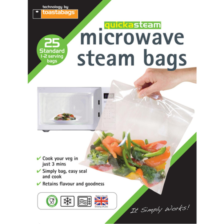 Quickasteam Microwave Cooking Bags Standard Size Pack of 25