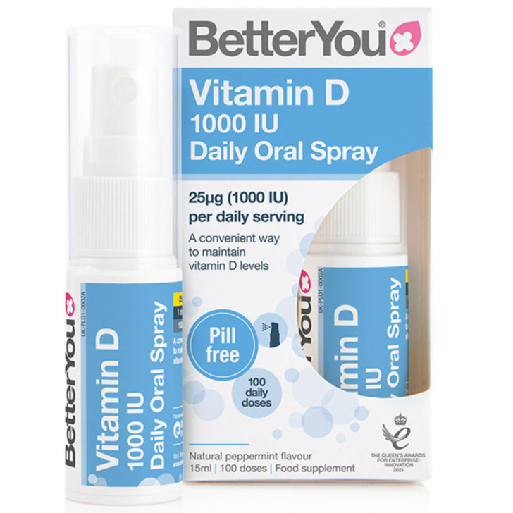 BetterYou Vitamin D 1000 IU Oral Spray 15ml For Supports Bones & Teeth