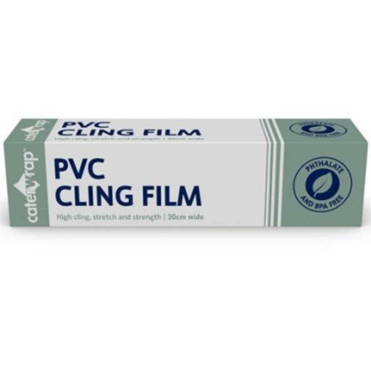Caterwrap PVC Cling Film 300mm x 300m Ideal For Wrapping Sandwiches, Plated Meal