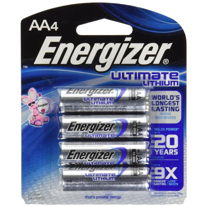 Energizer L91 Ultimate Lithium Battery AA Size - 4 Pack