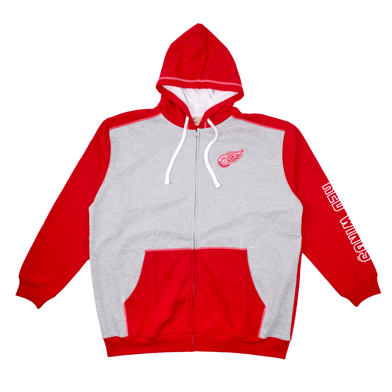 Detroit Red Wings Big & Tall Red/Gray Fleece Full Zip Hooded