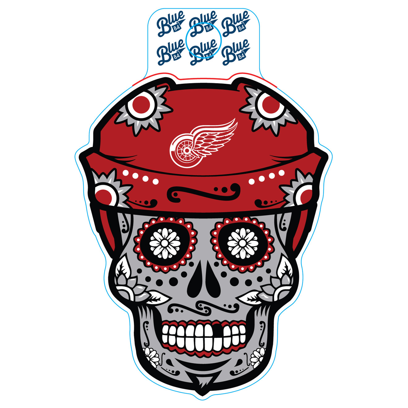Detroit Red Wings Blue '84 Day of the Dead Sticker