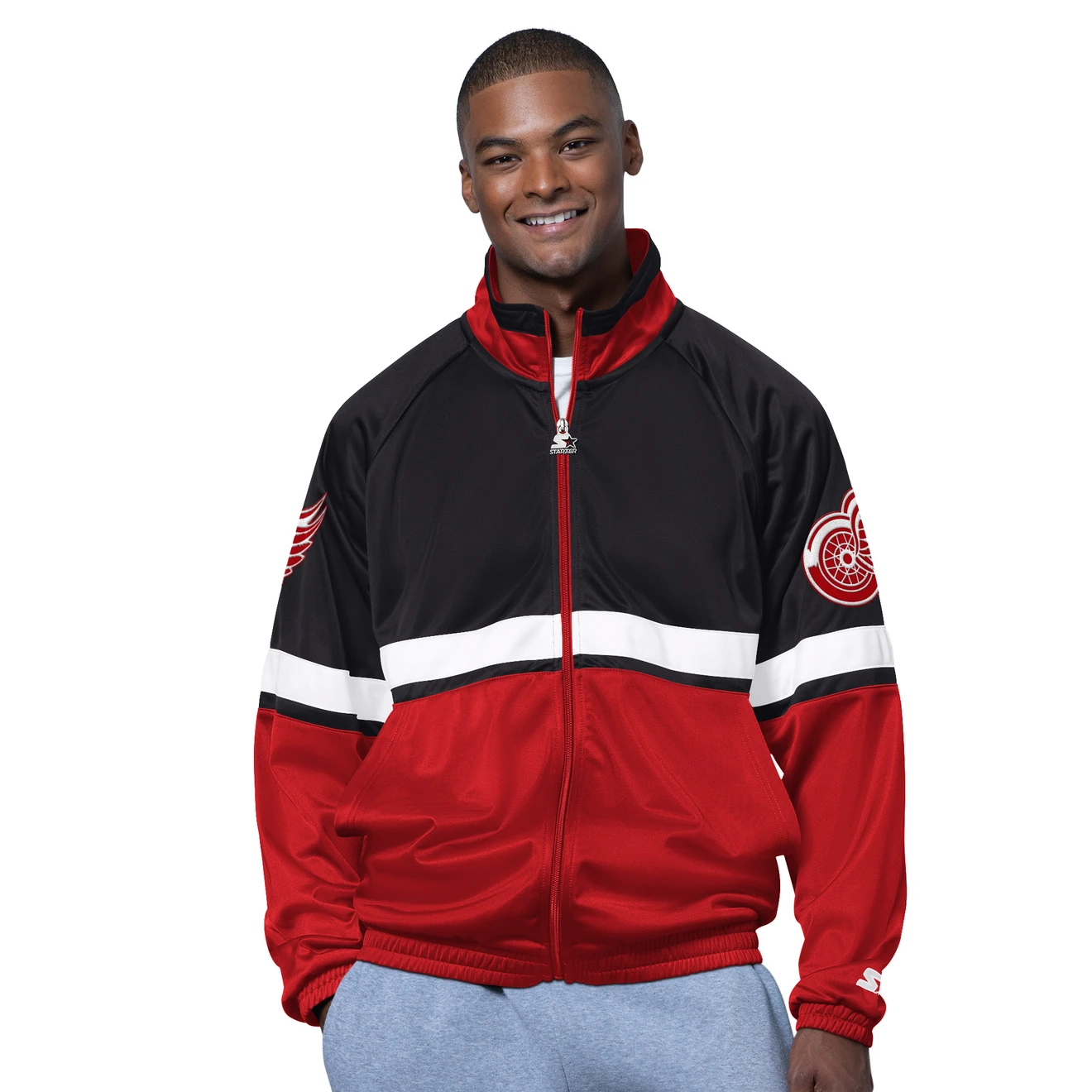 Detroit Red Wings Starter Centennial Veteran Track Jacket 