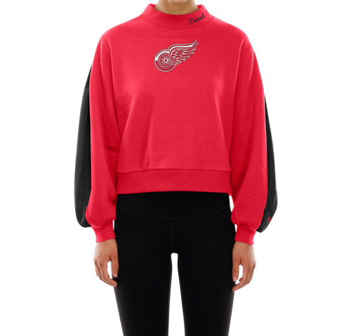 Detroit Red Wings New Era Ladies Mock Fleece Crewneck Sweatshirt