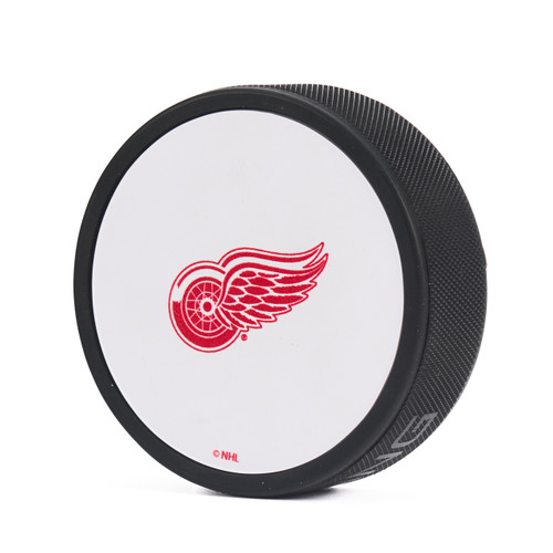 Detroit Red Wings Mustang White Autograph Puck
