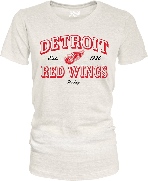 Detroit Red Wings Blue 84 Ladies Box Shadow Short Sleeve T-Shirt