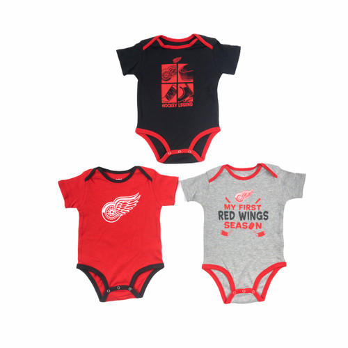 Detroit Red Wings Outerstuff Infant Full Strength 3 Piece Creeper Set