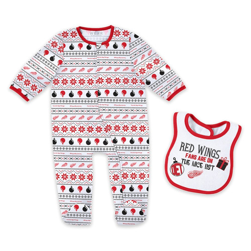 Detroit Red Wings WEAR Infant Christmas Set w/ BIb