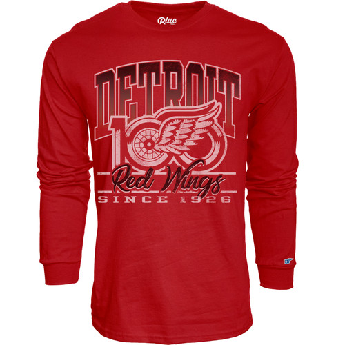 Detroit Red Wings Blue 84 Centennial Kicking It Long Sleeve T-Shirt