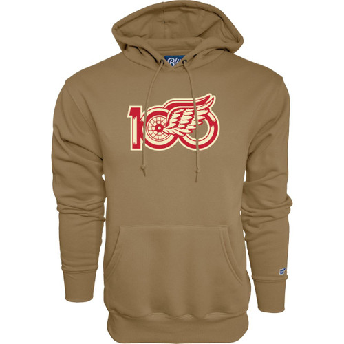 Detroit Red Wings Blue 84 Brown Centennial Primary Logo Hooded Sweatshirt