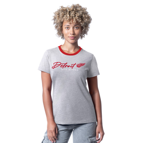 Detroit Red Wings G-III Ladies Gray Main Play Short Sleeve T-Shirt