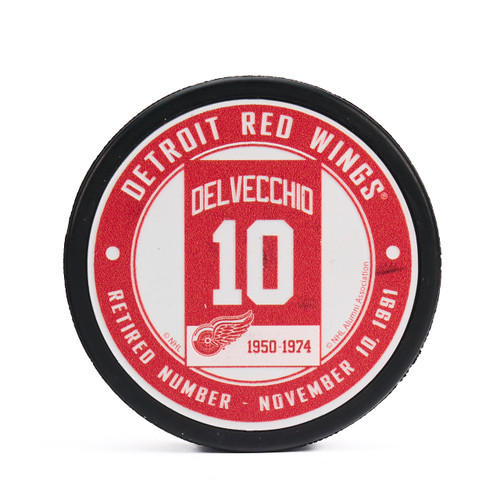 Detroit Red Wings Mustang Delvecchio #10 Banner Puck