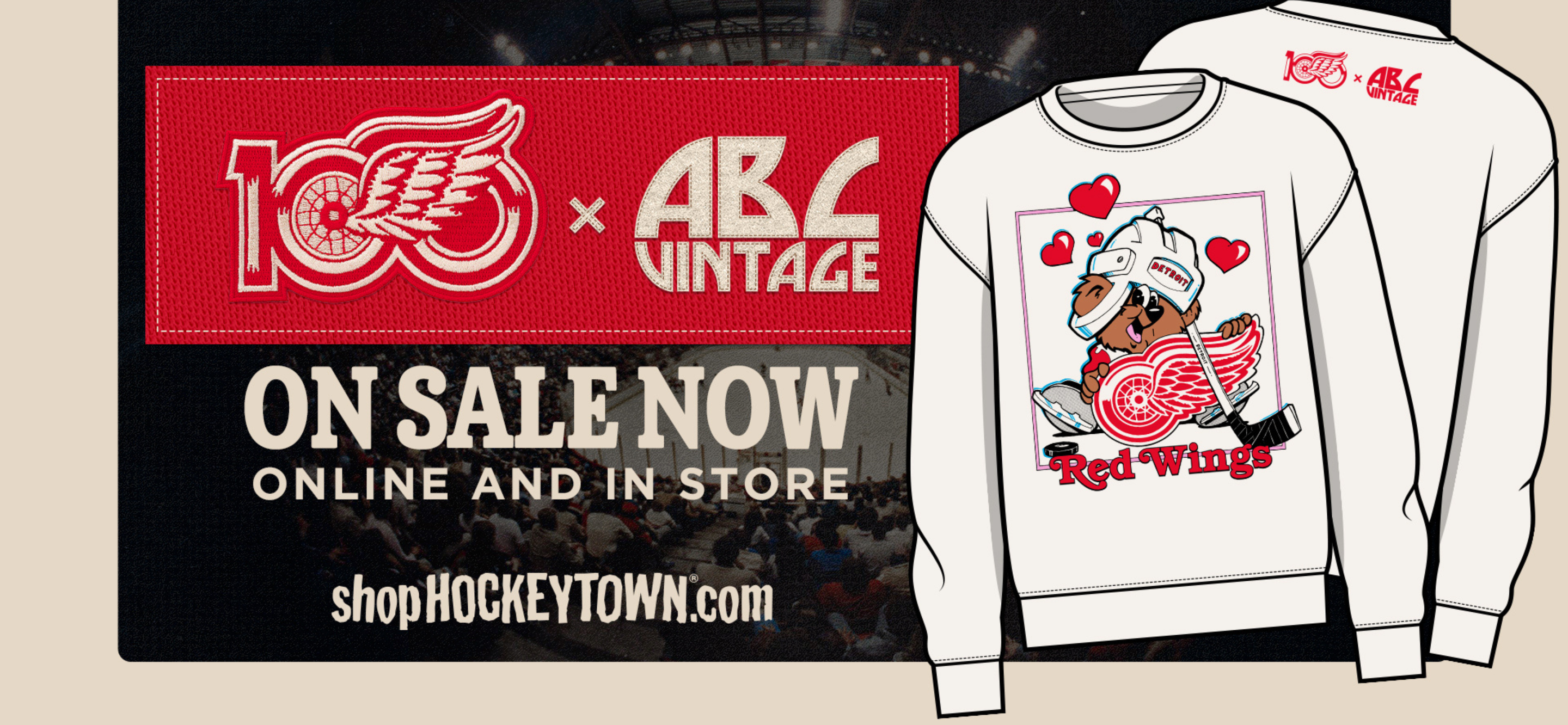 Image showing Valentine's Day crewneck sweatshirt, a collaboration with the Detroit Red Wings and ABC Vintage data-size=