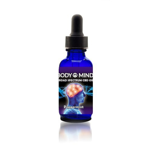 Body & Mind Broad Spectrum CBD Oil - 30 ML Bottle, 1000 MG CBD, Peppermint