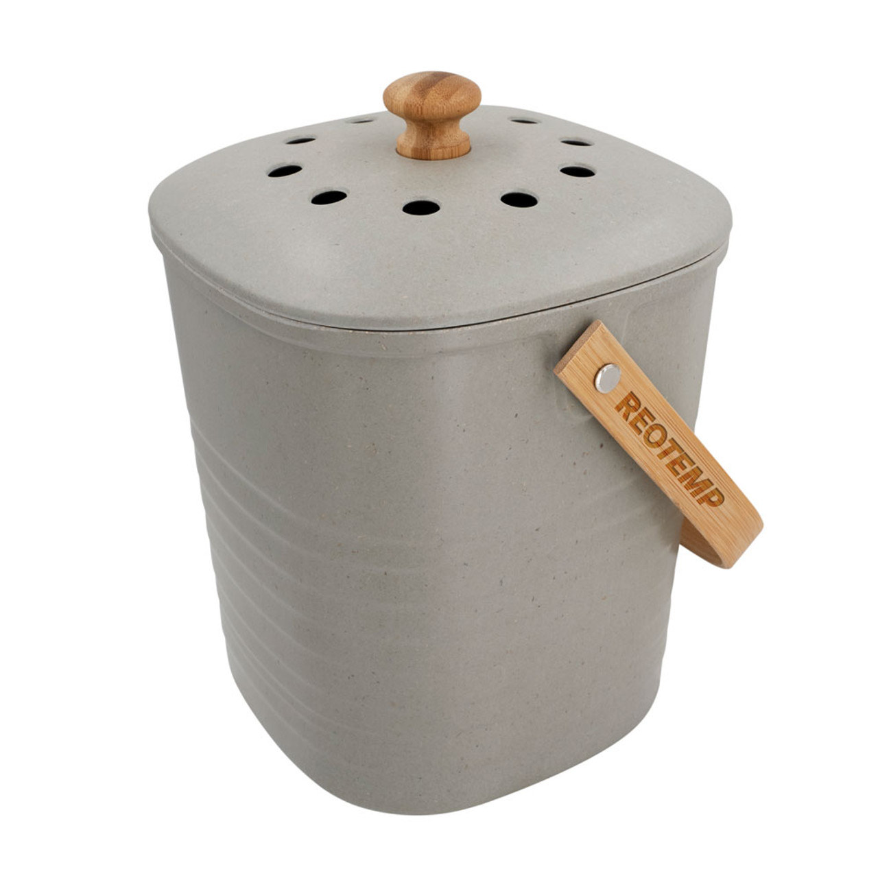 Grey Bamboo Fiber Kitchen Compost Bin