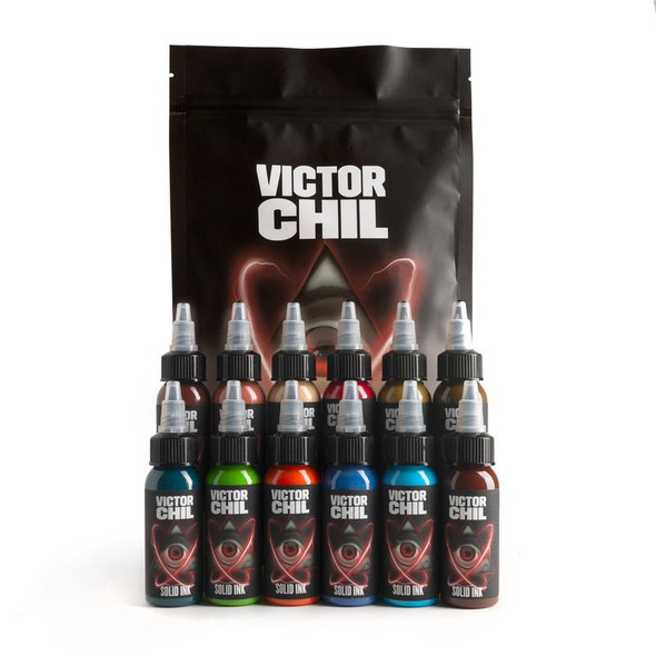 Saltwater tattoo supply sells Solid Ink - VICTOR CHIL | (12) 1 OZ COLOR SET