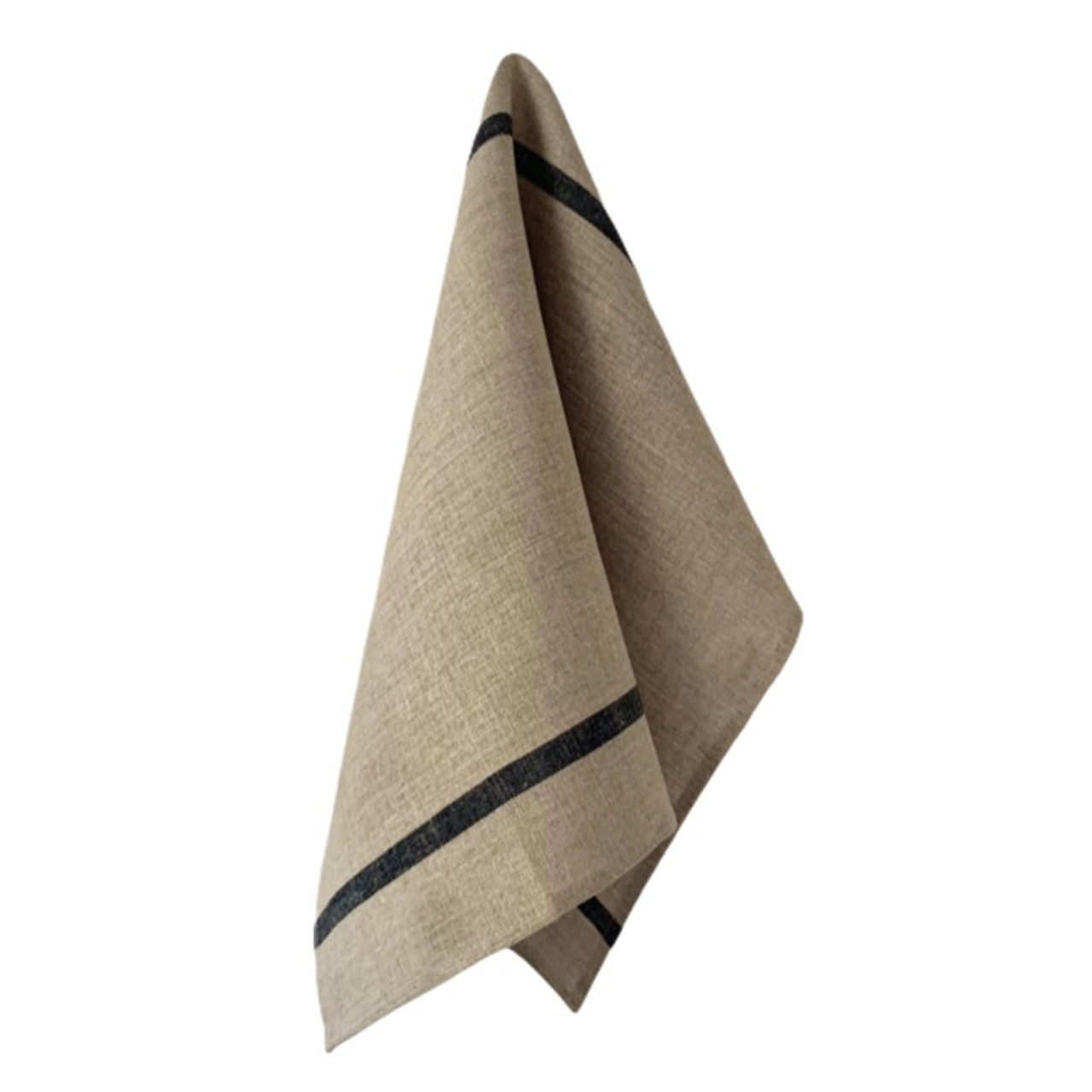 Fog Linen Thick Kitchen Cloth - Natural with Navy Accent Stripe