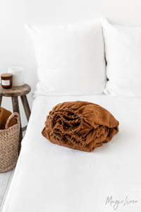 MagicLinen Queen Fitted Sheet Deep Pocket - Cinnamon
