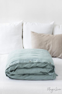 MagicLinen Twin Duvet and Cover Set - Dusty Blue
