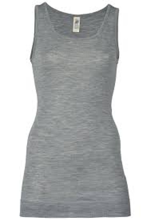 Engel Organic Merino Wool/Silk Women's Sleeveless Long Shirt - Grey Melange (704040-091)