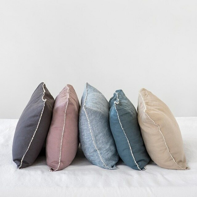 MagicLinen Pom Pom Trim Linen Pillowcase