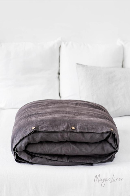 MagicLinen Twin Duvet and Cover Set - Charcoal Grey