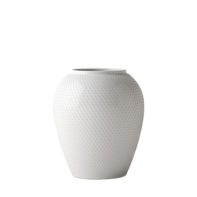 Lyngby Rhombe Porcelain Vase H25 cm - White