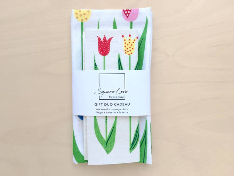 Tea Towel and Sponge Cloth Duo - Tulip