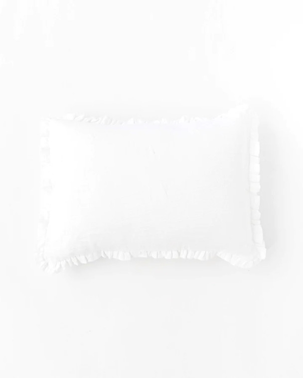 MagicLinen Standard Ruffle Trim Linen Pillowcase - White