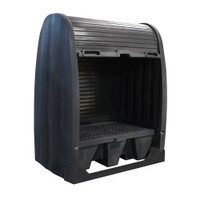 2 Drum Outdoor Storage Shed, 58-Gallon Spill Capacity, Black