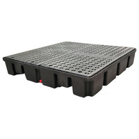 4 Drum Spill Containment Pallet, Low Profile, 66 Gallon Capacity, Polyethylene, Black