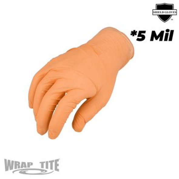GLNMPFO5-S Orange 5 mil Nitrile EXAM Powder Free Gloves Small; 100 pcs box - Fully Textured