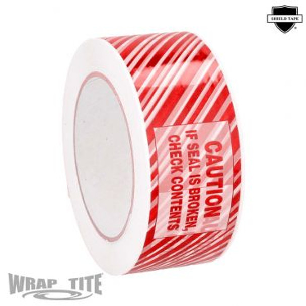 204810-ISB-HR 48mm x 100m 1.9 mil 36 rls cs White Tamper Evident Tape with Red Stripes. 