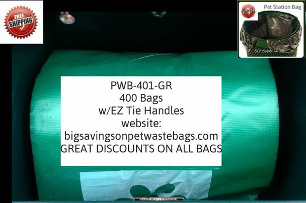 Poopy Pouch Dog waste replacement bags  400 bags on a roll  Green with easy tie handles Lightly scented

7x2.25x14 14 micron. Rolls also Fit in dispenser PP-DSP-06-HGR

Fits PetMitten® & Poopy Pouch Doggy Poo dispensers

FREE SHIPPING

Buy 2 rolls @ $23.99

Buy 3 rolls @ $21.99