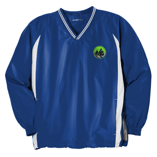 Adult V-Neck Raglan Wind Shirt - True Royal/White