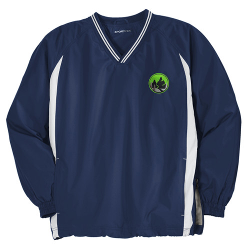 Adult V-Neck Raglan Wind Shirt - True Navy/White