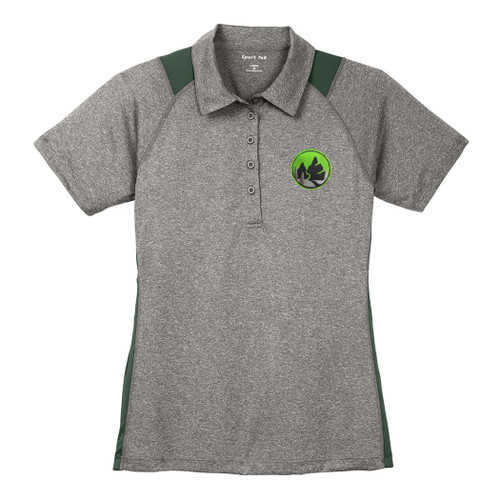 Women's Colorblock Polo - Vintage Heather/Forest Green