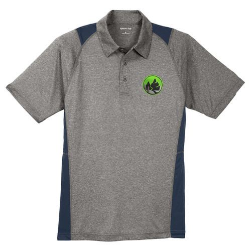 Adult Colorblock Polo - Vintage Heather/True Navy