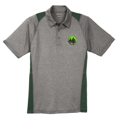 Adult Colorblock Polo - Vintage Heather/Forest Green