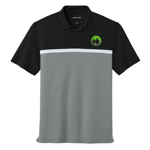 Adult Micropique Colorblock Polo - Black/Grey Concrete Heather/White
