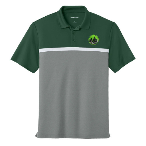 Adult Micropique Colorblock Polo - Forest Green/Grey Concrete Heather/White