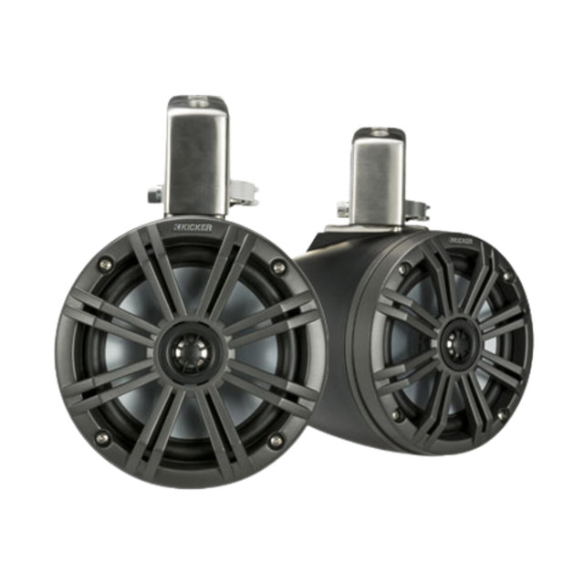 Kicker 45KMTC65 6-1/2" Marine Coaxial Tower Speakers (Charcoal/Black)