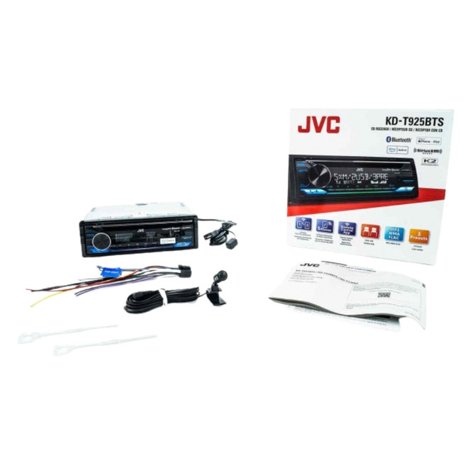 JVC KD-T925BTS Single DIN CD with Bluetooth, Alexa, USB, and 13-Band EQ