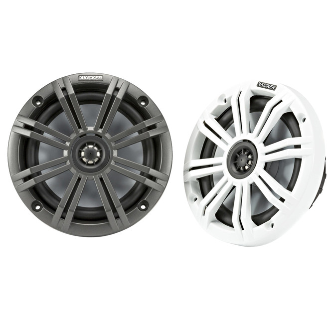 Kicker 45KM654 6-1/2" Marine Speakers 4 ohm with Charcoal and White Grilles