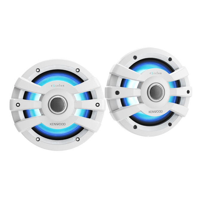 Kenwood eXcelon XM77WL 7.7" 100W RMS 4 Ohm IPX6 2-Way Coaxial Speakers (White)