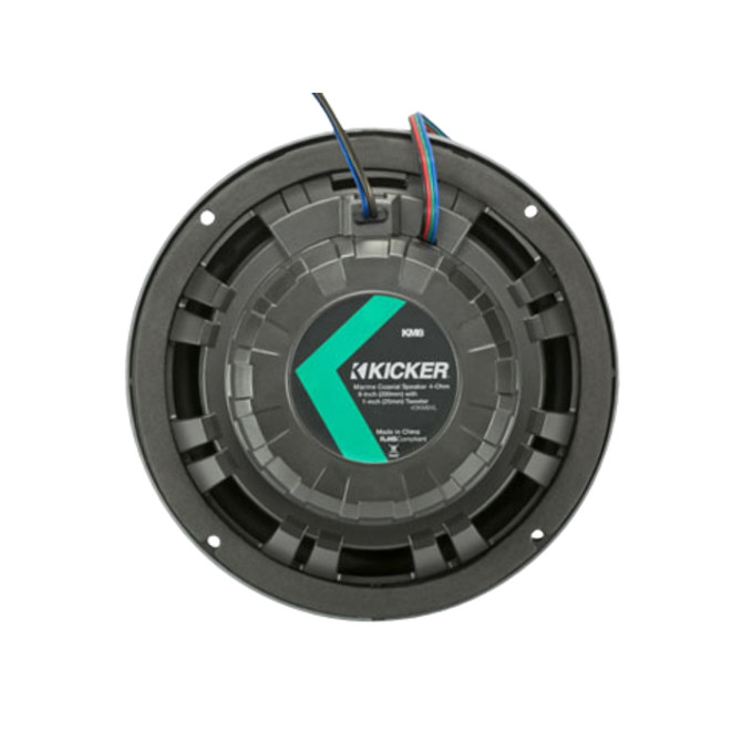 Kicker 45KM84L KM 8" 4Ω Marine Coaxial Speakers Pair w/ 7-Color LED lighting