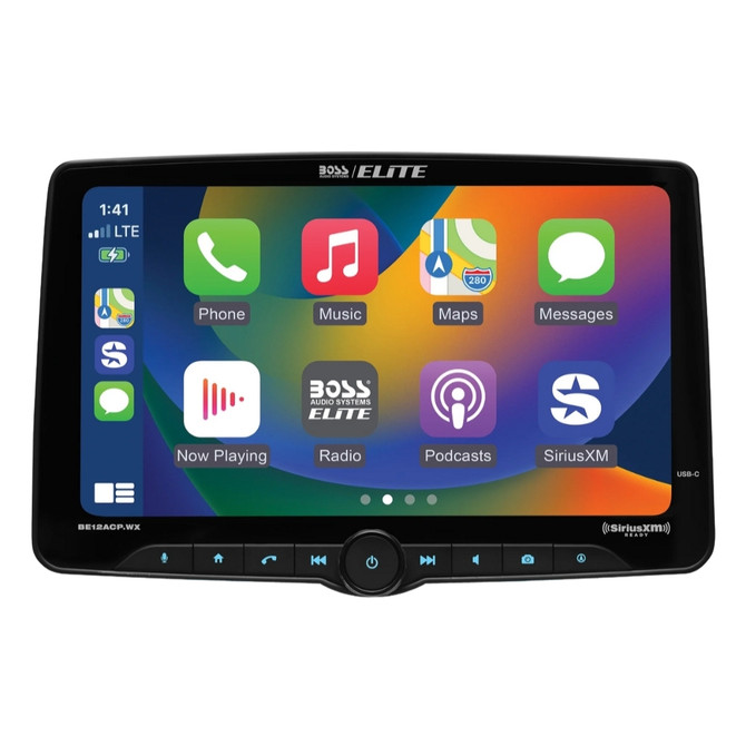 BOSS Elite BE12ACP.WX 12" Single-DIN Digital Multimedia & Apple CarPlay