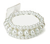 Three strand white pearl bead bracelet 